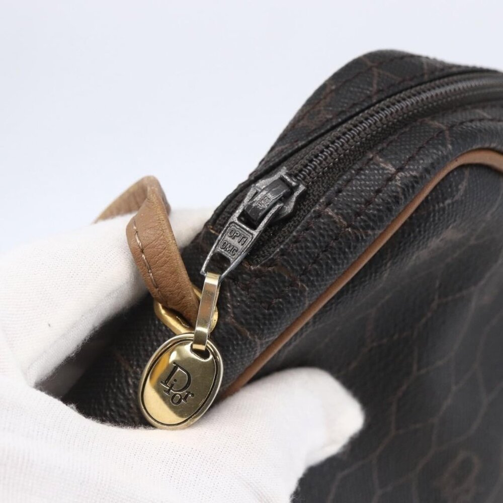 Authentic Christian Dior Honeycomb Canvas Shoulder Bag PVC Black Gold - Picture 7 of 16